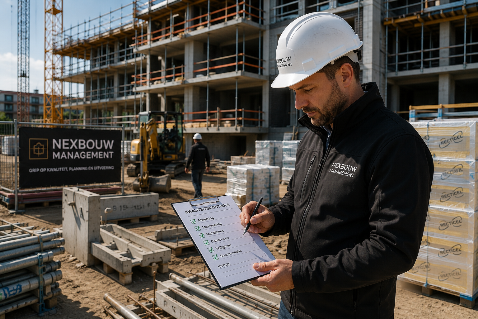 Projectcoördinatie en bouwmanagement tijdens een zakelijk bouwproject